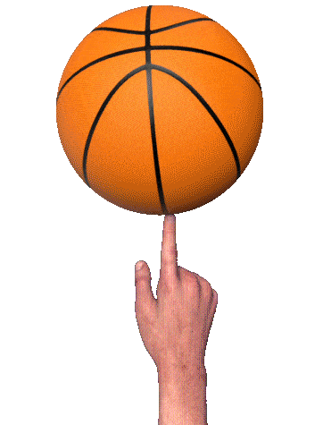 basketball spinning on a fingertip